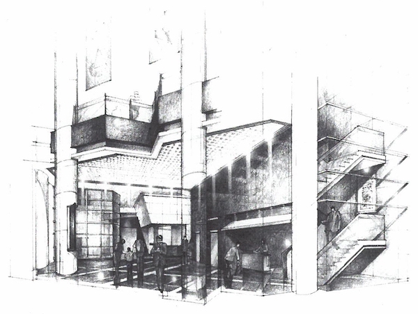Design drawing of the Archive's lobby