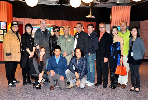 6 December 2013: ‘Down Memory Lane: Movie Theatres of the Olden Days' opening ceremony. (Front row from left) Cecilia Wong (HKFA Programmer (Cultural Exchange)), Byron Pang, Ngo Ka-nin; (back row from left) Lo Fan, June Wong (Chairperson of the Hong Kong Theatres Association), Anthony Wong, Leung Siu-lung, Chow Keung, Chan Koon-tai, Jason Pai Piao, Henry Yu Yang, Au-yeung Hoi-sheun, Alan Chan Kwok-kuen, Janet Young (HKFA Head).